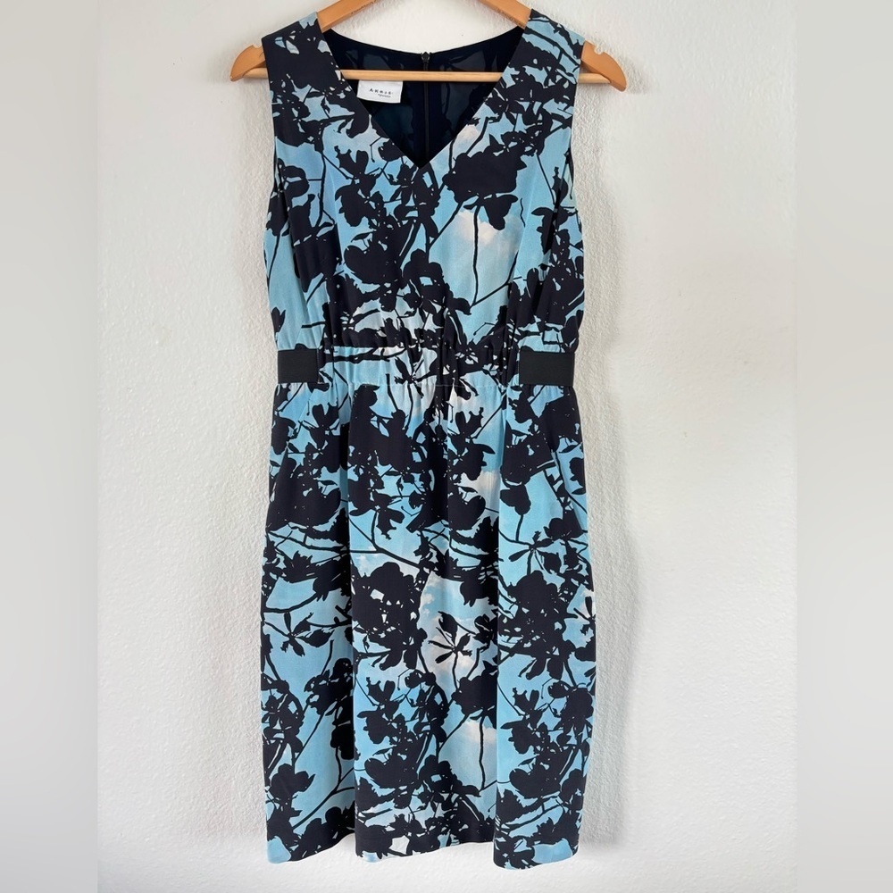 Akris Punto Silk Blue/Black Sheath Short Dress 8